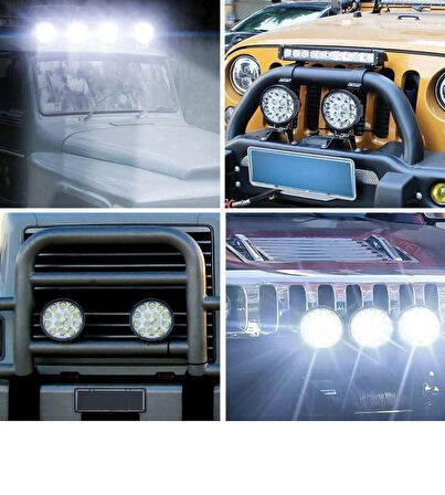Point 2 Adet Off Road 14 LED 42 Watt Yuvarlak Traktör Tır Kamyon Tekne Sis Farı Çalışma Lambası