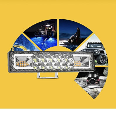 Point Off Road 12-24V Oto Gündüz LED Bar 6 Inç 16 LED 48 W Sarı Renk Ikaz Flash Mod Sis Farı