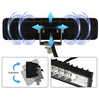 Point Off Road 12-24V Oto Gündüz LED Bar 6 Inç 16 LED 48 W Sarı Renk Ikaz Flash Mod Sis Farı