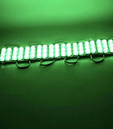 Point 3 Ledli Parmak LED Modül 1.5W 2835 Smd Mercekli 12V-20 Adet Yeşil