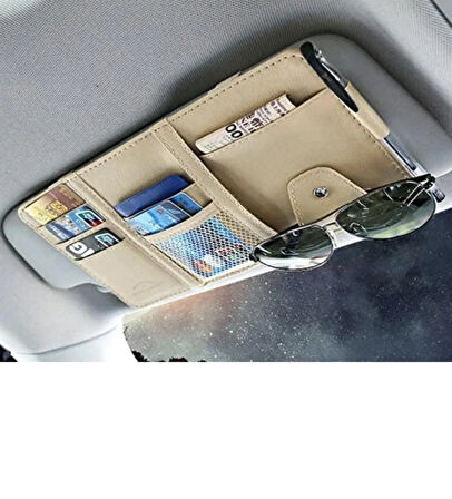 Point Güneşlik Arkası Organizer Cdlik Gözlük Tutucu Kartlık Bej