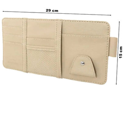 Point Güneşlik Arkası Organizer Cdlik Gözlük Tutucu Kartlık Bej