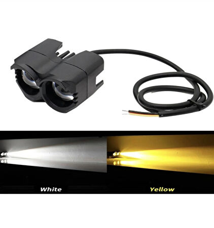 Genel Markalar Motosiklet Sis Farı Metal Kasa Baykuş Model Delici Beyaz Sarı Çift Renk 12-80 Volt
