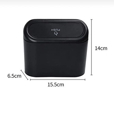 Point Oto Araba Çöp Kutusu Kapaklı Organizer Çöp Kovası Siyah