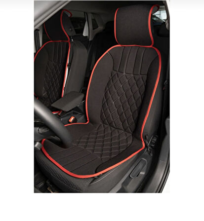 Point Renault Scenic Oto Siyah-Kırmızı Ön İki Koltuk Minderi