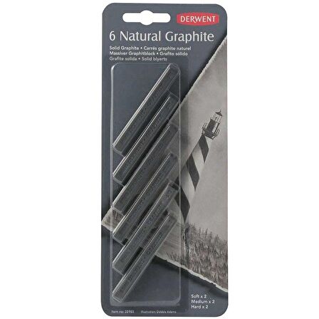 Derwent Compressed Charcoal Blister 6'lı (Sıkıştırılmış Kömür Çubuk)