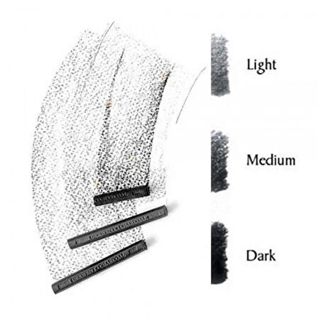 Derwent Compressed Charcoal Medium Stick (Orta) (Sıkıştırılmış Kömür Çubuk)
