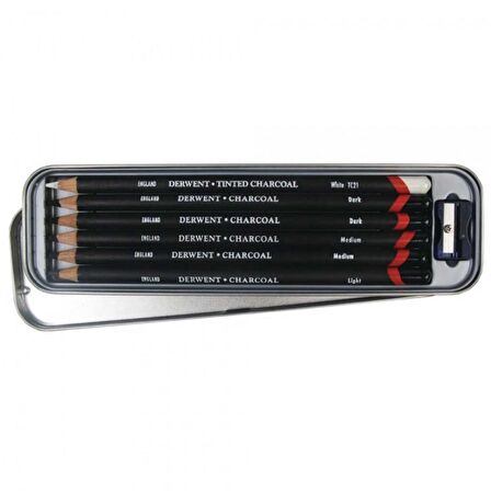 Derwent Charcoal Pencil 6'lı Teneke Kutu