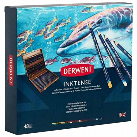 Derwent Inktense Pencil 48'li Ahşap Kutu (Mürekkep Kalemi)