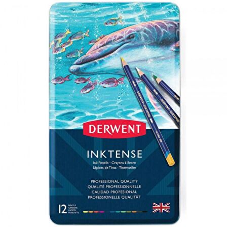 Derwent Inktense Pencil 12'li Teneke Kutu (Mürekkep Kalemi)