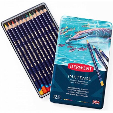 Derwent Inktense Pencil 12'li Teneke Kutu (Mürekkep Kalemi)