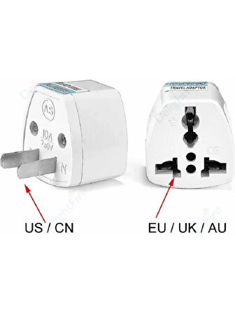 Ingiltere Abd Fiş Adaptörü 2 Pinli Amerikan Avrupa Seyahat Güç Adaptörü Dönüştürücü Elektrik Prizi Beyaz