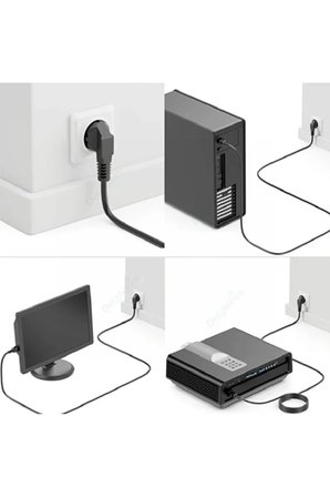 ( 2'in'1 ) 1.8 Metre Power Güç Kablosu C13 3pinli PSU Kablosu + Vga Görüntü Kablosu 1.5 Metre Vga Kablo Monitör Projeksiyon Ekran 15 Pin Görüntü Kablosu 1.5mt Güç Ve Görüntü Seti