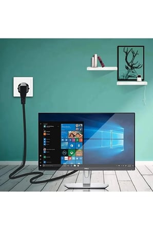( 2'in'1 ) 1.8 Metre Power Güç Kablosu C13 3pinli PSU Kablosu + Vga Görüntü Kablosu 1.5 Metre Vga Kablo Monitör Projeksiyon Ekran 15 Pin Görüntü Kablosu 1.5mt Güç Ve Görüntü Seti