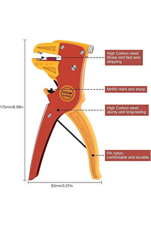 0.2-6mm Kablo Tel Soyucu Kablo Soyma Pensesi Kablo Sıyırıcı Crimper Sıyırma Kesici Pense