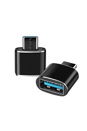 Usb Dişi To Type-c Erkek Dönüştürücü Otg Çevirici Dönüştürücü Adaptör Veri Aktarma Aparatı Siyah