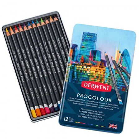 Derwent Procolour Pencil (Kuru Boya Kalemi) 12'li Teneke Kutu