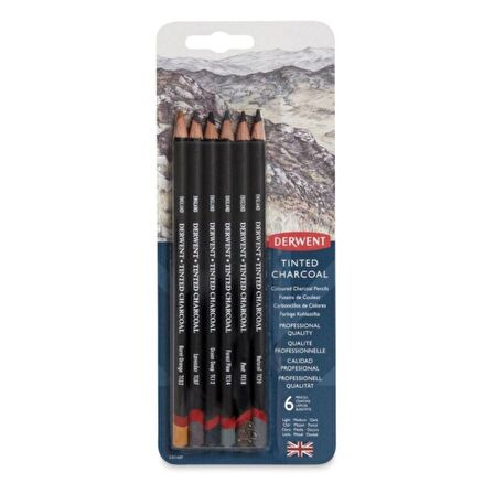 Derwent Tinted Charcoal Pencil 6'lı Blister Set (Renkli Kömür Kalem)