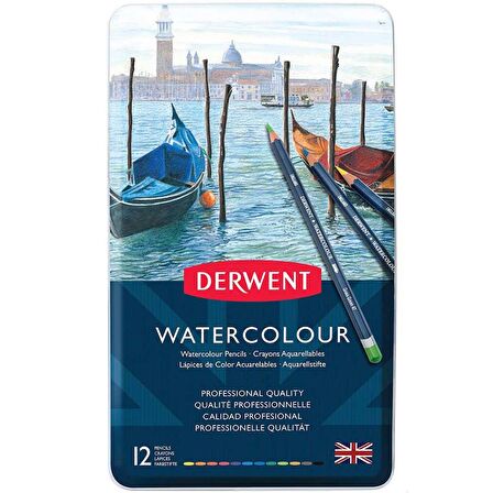 Derwent Watercolour Pencil 12'li Teneke Kutu (Sulu Boya Kalemi)