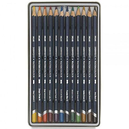 Derwent Watercolour Pencil 12'li Teneke Kutu (Sulu Boya Kalemi)