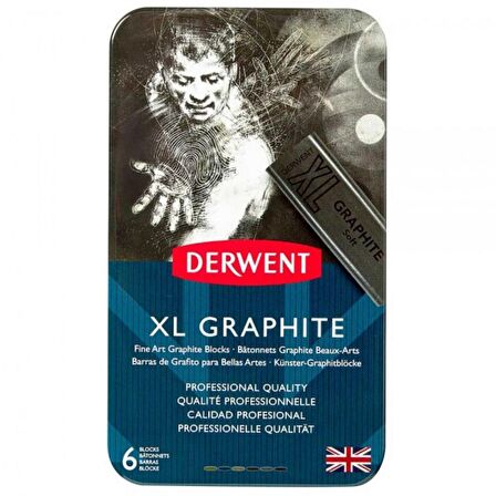 Derwent XL Graphite Blocks 6'lı Teneke Kutu
