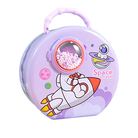 Uzay Astronot Tasarımlı Metal Kumbara Mor Renk 15 cm 