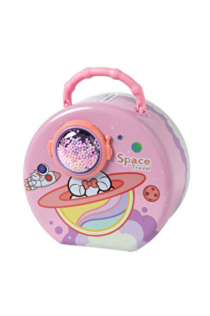 Uzay Astronot Tasarımlı Metal Kumbara Pembe Renk 15 cm 