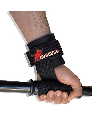 Conquer Big Rıch Grip Pro Lifting Straps Siyah