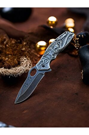 Kurt Motifli Çelik Çakı