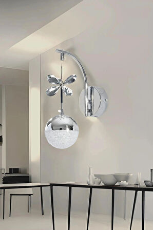 Kelebek Model Krom Kaplama Salon Mutfak Oturma Yatak Odası Duvar Şık Modern Led Aplik