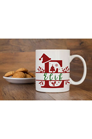 Yılbaşı Özel Kişiselleştirilebilir İsim Yazdırılabilir Harfli Kupa Bardak Christmas