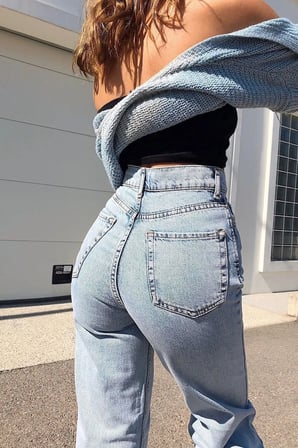 Oslo Açık Mavi Kar Yıkama Power Likralı Süper Yüksek Bel Salaş Paça Jeans Palazzo (wide Leg)
