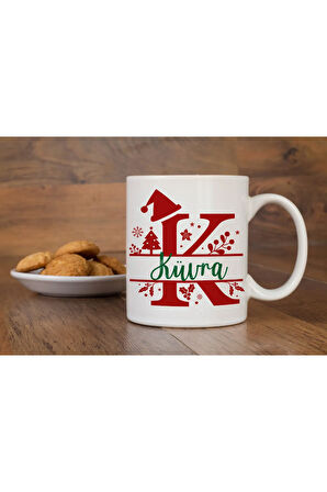 Yılbaşı Özel Kişiselleştirilebilir İsim Yazdırılabilir Harfli Kupa Bardak Christmas