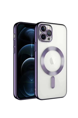 iPhone 12 Pro Max Kılıf, Mor Rengi Silikon Koruyucu Kapak, Kablosuz Şarj Özellikli, Darbe Karşıtı