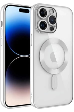 iPhone 12 Kılıf, Gümüş Rengi Silikon Koruyucu Kapak, Kablosuz Şarj Özellikli, Darbe Karşıtı