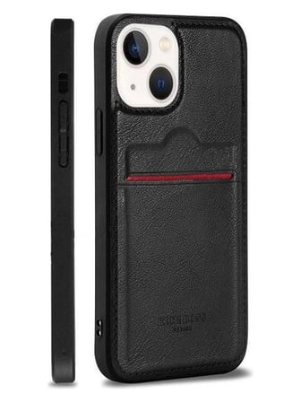 Kartlıklı Lüks Deri Kılıf, iPhone 14 Plus için, Siyah, Kart Bölmeli Premium Koruyucu Telefon Kılıf