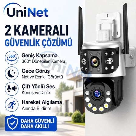 uninet 36X Optik Zoom 6mp Çift Kameralı Wifi Ptz Güvenlik Kamerası – 355° Döner Başlıklı ve Gece Görüşlü İP Kamera