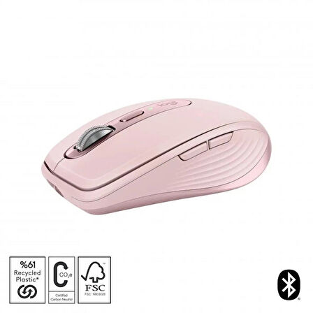 Logitech MX Anywhere 3S Kompakt 8000 DPI Optik Sensörlü Sessiz Bluetooth Kablosuz Mouse - Pembe