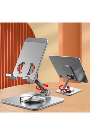 Metal Katlanabilir Masaüstü Telefon Tutucu ve Tablet Standı 360 Derece Dönen Ayarlanabilir Stand