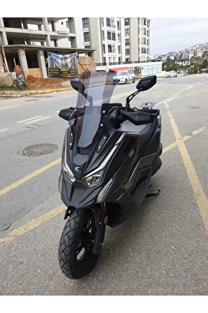 Kymco DTX 250 Siperlik Ön Cam 2024 Model 55cm açıkfüme Renkli 4mm Elcik Model
