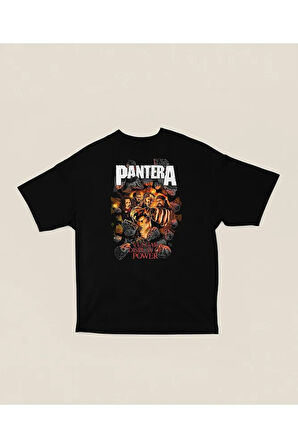 Pantera Vulgar Display Of Power Baskılı Unisex Oversize Rock Metal Tişört