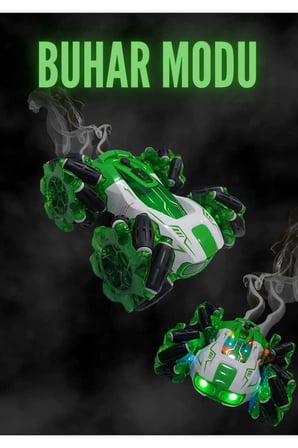 Drift Yapan Uzaktan Kumandalı Araba-Buhar,Işık,Ses,TypeC Şarj,360°Dönüş,Full Fonksiyon (Yeşil)