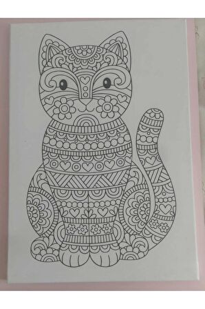 35x50 Resimli Tuval Mandala - Kedi1 Resimli BOYASIZ FIRÇASIZ