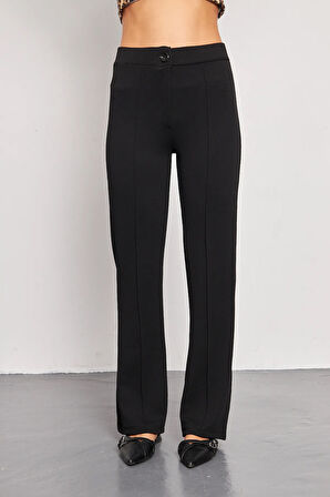 Lesa Wear Kadın Siyah Palazzo Pantolon Oversize  Kesim