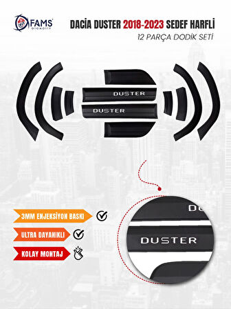 Daci.a. Duster Uyumlu 2018-2024 Enjeksiyon Baskı Düz Dodik seti 12 parça Yazılı (SEDEF KROM HARFLER)
