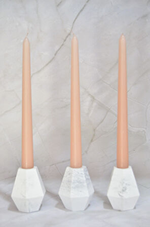 Düz Şamdan Mumu Gövde Boyalı Üçlü Mum 22 mm çap 250 mm Boy  