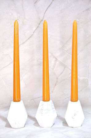 Düz Şamdan Mumu Gövde Boyalı Üçlü Mum 22 mm çap 250 mm Boy  