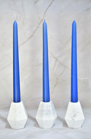 Düz Şamdan Mumu Gövde Boyalı Üçlü Mum 22 mm çap 250 mm Boy  