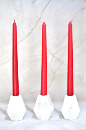 Düz Şamdan Mumu Gövde Boyalı Üçlü Mum 22 mm çap 250 mm Boy  