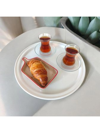 Metal Sunum Tepsisi, Kahve Tepsisi, Çay Tepsisi, 32 Cm Yuvarlak Tepsi